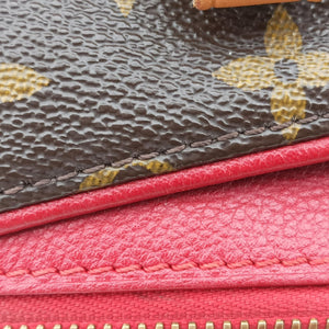 Pre-owned Louis Vuitton PALLAS brown×CERISE Monogram Canvas×calf leather M41175 shoulderbag | stylenewstar