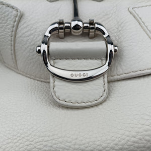 Pre-owned Gucci Techno Horsebit Convertible Hobo White Leather 240237 shoulderbag | stylenewstar