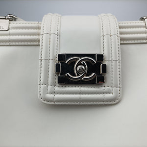 Pre-owned Chanel Jetsetter Boy Shopping Tote White Leather A67019 shoulderbag | stylenewstar