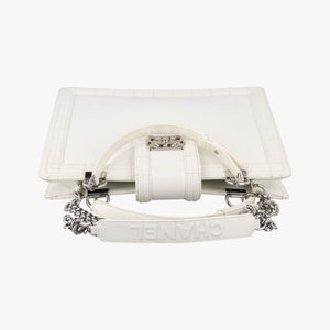 Pre-owned Chanel Jetsetter Boy Shopping Tote White Leather A67019 shoulderbag | stylenewstar