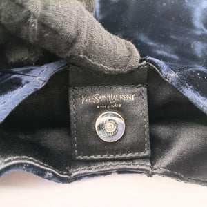 Pre-owned Yves Saint Laurent Rive Gauche Mombasa Blue velour 104938 handbag | stylenewstar