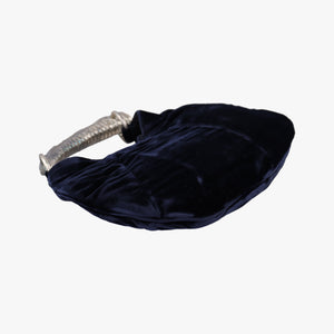 Pre-owned Yves Saint Laurent Rive Gauche Mombasa Blue velour 104938 handbag | stylenewstar