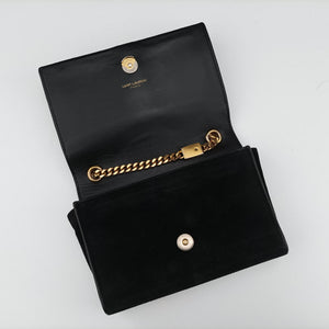 Pre-owned Yves Saint Laurent KATE Black Suede×Leather 354120 shoulderbag | stylenewstar