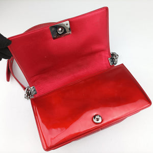 Pre-owned Chanel BOY CHANEL Red Patent A67086 shoulderbag | stylenewstar