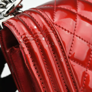 Pre-owned Chanel BOY CHANEL Red Patent A67086 shoulderbag | stylenewstar
