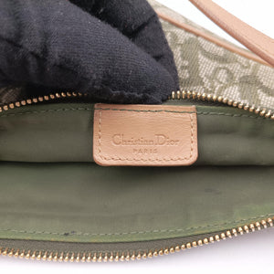 Pre-owned Christian Dior Saddle Green×beige Jacquard×Leather shoulderbag | stylenewstar