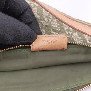 Pre-owned Christian Dior Saddle Green×beige Jacquard×Leather shoulderbag | stylenewstar