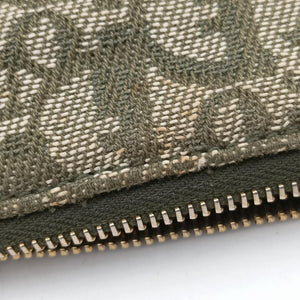 Pre-owned Christian Dior Saddle Green×beige Jacquard×Leather shoulderbag | stylenewstar