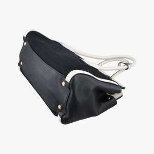 Pre-owned Prada Logo White×Black Saffiano leather×leather×canvas BN2595 shoulderbag | stylenewstar