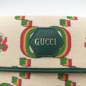 Pre-owned Gucci Gucci100 Collection Floral beige×multicolor canvas×leather 493930 bum bag/waist bag | stylenewstar