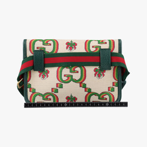 Pre-owned Gucci Gucci100 Collection Floral beige×multicolor canvas×leather 493930 bum bag/waist bag | stylenewstar