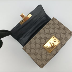 Vintage Gucci Padlock Beige×black PVC coated canvas×Leather 409487 shoulderbag | stylenewstar