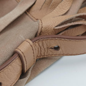 Pre-owned Yves Saint Laurent Rive Gauche Beige Leather×Suede 138961 handbag | stylenewstar
