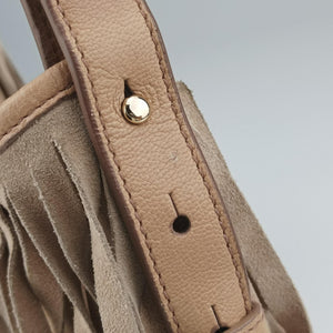 Pre-owned Yves Saint Laurent Rive Gauche Beige Leather×Suede 138961 handbag | stylenewstar