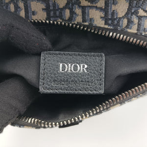 Pre-owned Christian Dior saddle Navy×Gray JacquardxLeather shoulderbag | stylenewstar