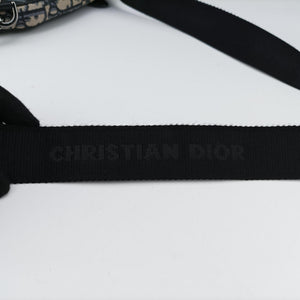 Pre-owned Christian Dior saddle Navy×Gray JacquardxLeather shoulderbag | stylenewstar