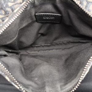 Pre-owned Christian Dior saddle Navy×Gray JacquardxLeather shoulderbag | stylenewstar