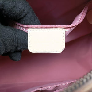 Secondhand Christian Dior Trotter Boston Pink × White Enamel × PVC Coated Canvas Pink handbag | stylenewstar