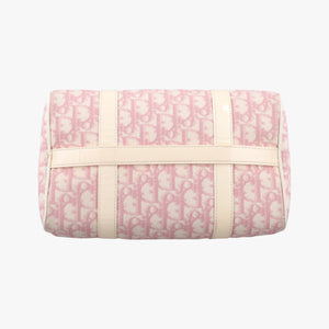 Secondhand Christian Dior Trotter Boston Pink × White Enamel × PVC Coated Canvas Pink handbag | stylenewstar
