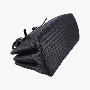 Pre-owned Bottega Veneta Roma Intrecciato Black lambskin shoulderbag | stylenewstar
