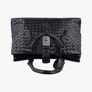 Pre-owned Bottega Veneta Roma Intrecciato Black lambskin shoulderbag | stylenewstar