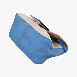 Pre-owned Fendi Baguette Beige × White × Blue Leather 8BR180 shoulderbag | stylenewstar