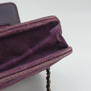 Pre-owned Chanel BOY CHANEL Chain Wallet Purple velour A68911 shoulderbag | stylenewstar