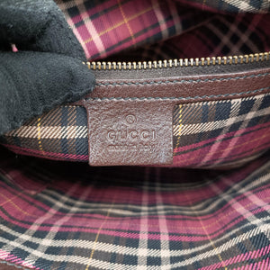Pre-owned Gucci Babouska Brown GG Crystal Coated Canvas×leather 207300 handbag | stylenewstar