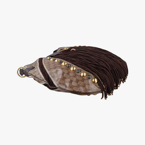 Pre-owned Gucci Babouska Brown GG Crystal Coated Canvas×leather 207300 handbag | stylenewstar