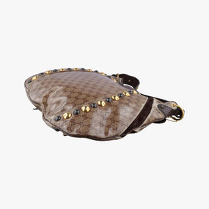 Pre-owned Gucci Babouska Brown GG Crystal Coated Canvas×leather 207300 handbag | stylenewstar