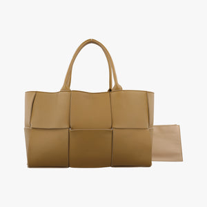 Pre-owned Bottega Veneta THE ARCO Tote Brown lambskin handbag | stylenewstar