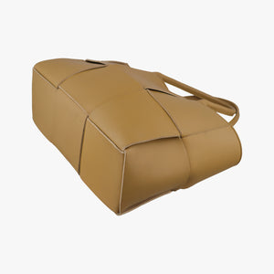 Pre-owned Bottega Veneta THE ARCO Tote Brown lambskin handbag | stylenewstar