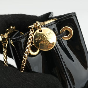 Secondhand Prada Mini Drawstring Black Enamel 1NR016 shoulderbag | stylenewstar