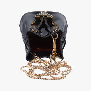 Secondhand Prada Mini Drawstring Black Enamel 1NR016 shoulderbag | stylenewstar