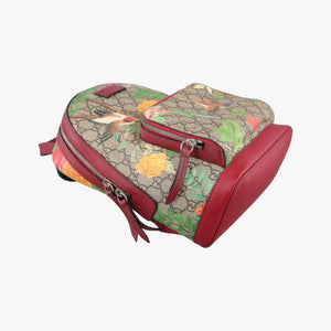 Pre-owned Gucci GG Supreme Tian Beige×red×multi PVC coated canvas×Leather 427042 backpack/rucksack | stylenewstar
