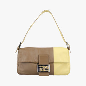 Pre-owned Fendi Baguette Brown × Yellow Leather 26424 handbag | stylenewstar