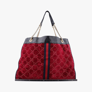 Pre-owned Gucci Rajah Red velour 537219 shoulderbag | stylenewstar