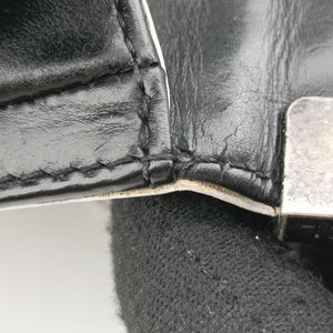 Pre-owned Chanel BOY CHANEL Black×white Leather A66712 shoulderbag | stylenewstar