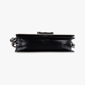 Pre-owned Chanel BOY CHANEL Black×white Leather A66712 shoulderbag | stylenewstar