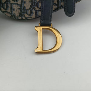 Pre-owned Christian Dior Saddle Navy Jacquard handbag | stylenewstar