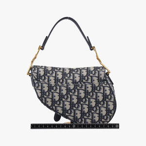 Pre-owned Christian Dior Saddle Navy Jacquard handbag | stylenewstar