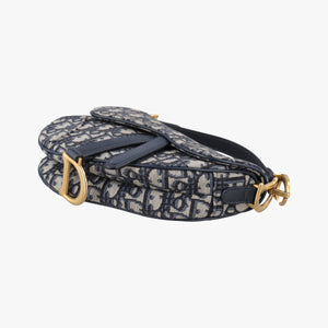 Pre-owned Christian Dior Saddle Navy Jacquard handbag | stylenewstar