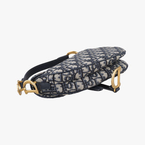 Pre-owned Christian Dior Saddle Navy Jacquard handbag | stylenewstar