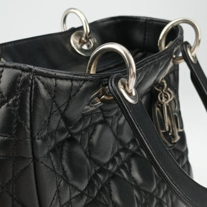 Pre-owned Christian Dior Lady Dior Black lambskin shoulderbag | stylenewstar