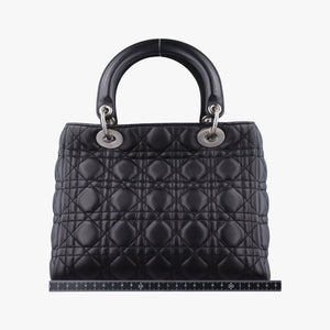 Pre-owned Christian Dior Lady Dior Black lambskin shoulderbag | stylenewstar