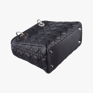 Pre-owned Christian Dior Lady Dior Black lambskin shoulderbag | stylenewstar