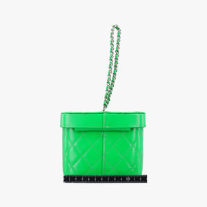 Pre-owned Chanel Vanity Matelasse Chain Handle Green Patent Leather A91055 handbag | stylenewstar