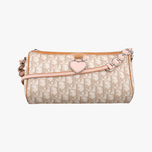Vintage Christian Dior Trotter Romantique Beige x Pink x Brown PVC Coated canvas x leather shoulderbag | stylenewstar