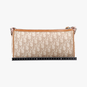 Vintage Christian Dior Trotter Romantique Beige x Pink x Brown PVC Coated canvas x leather shoulderbag | stylenewstar