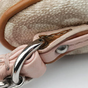 Vintage Christian Dior Trotter Romantique Beige x Pink x Brown PVC Coated canvas x leather shoulderbag | stylenewstar